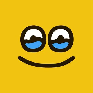 Happy crying emoticon in doodle style. Cartoon face expressions isolated o... Stock Photos