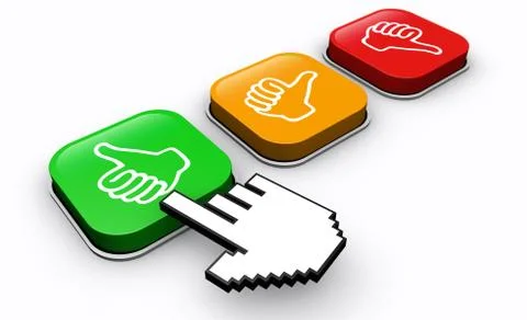 Happy Customer Click Positive Feedback Button Stock Illustration