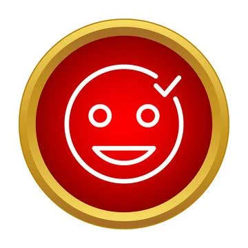 Happy customer satisfaction symbol with check mark icon Stock Illustration