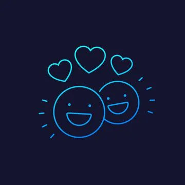 Happy customers, clients vector linear icon Ilustración de archivo
