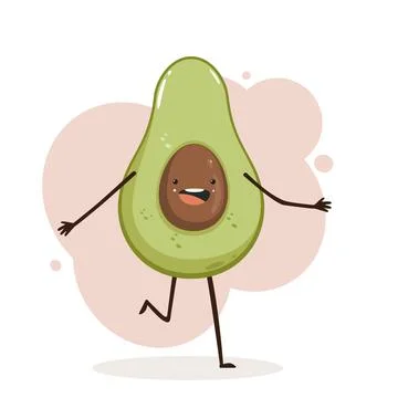 Happy Cute Avocado Stock Illustration