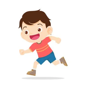 Happy cute boy running Stock Illustration
