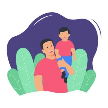 Happy dad and son flat illustration concept design for father day event Stock Illustration