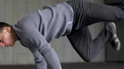 Happy Dancer Showing Off With Basic Moves Towards His Trousers Stock Footage 87709343