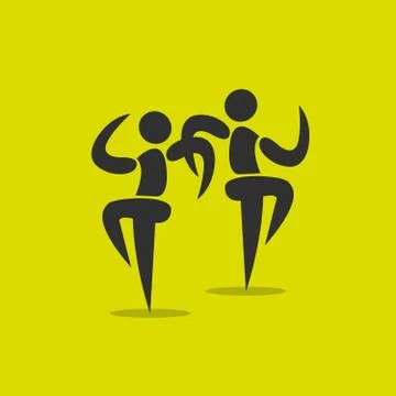 Happy with dancers Stock Illustration