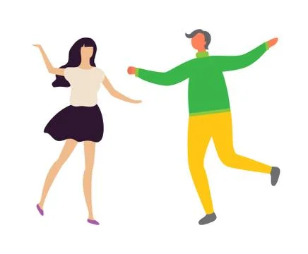 Happy Dancing Couple at Disco Vector Man and Woman Stock Illustration