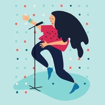 Happy dancing man with arms movement, hands up. Joyful young guy in energetic Stock Illustration