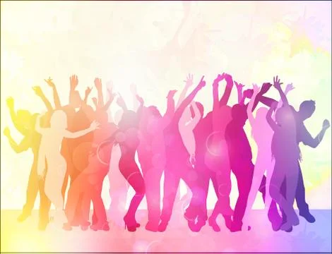 Happy dancing people Stock Illustration