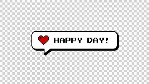 Happy Day! 8-bit pixel art neubrutalism comment balloon overlay. Stock Illustration