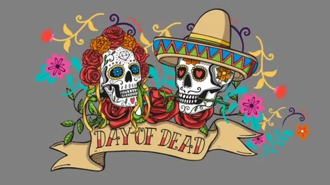 Happy day of dead animations Stock Footage 284881080