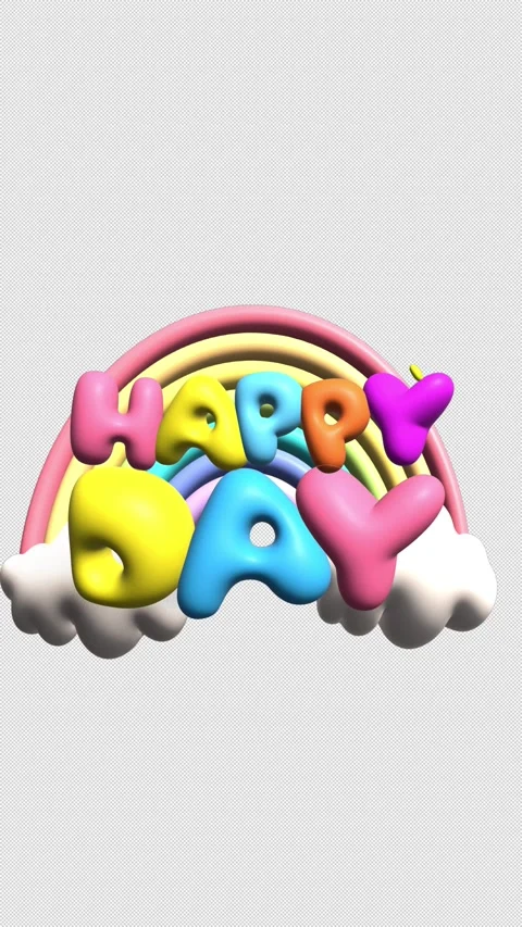 Happy Day inflated 3d text animation isolated with transparent background Stock Footage 306680727