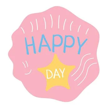 Happy day vector drawing with star and art elements funny colors Stock Illustration
