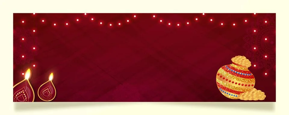 Happy Dhanteras Banner Vector Background - Indian Festival Design with Gold.. Stock Illustration