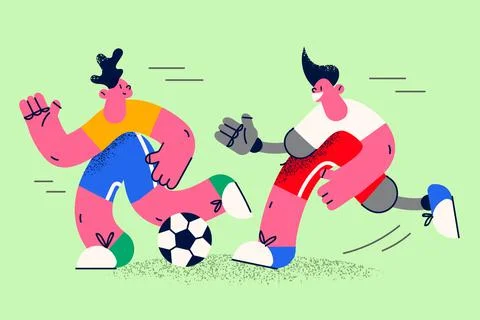 Happy disabled boy play football outdoors with friend Stock Illustration