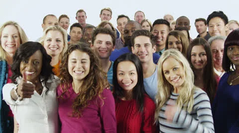 Happy, diverse group in casual clothing give a thumbs up Stock Footage