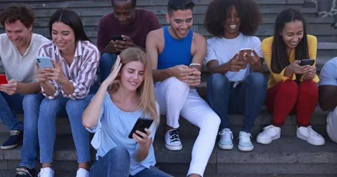 Happy diverse people using mobile phones Stock Footage 158223372