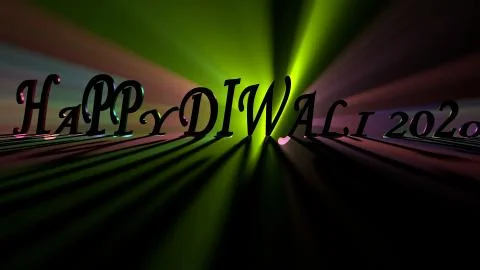 Happy Diwali, 3D text with Multicolor spreading and glowing light rays Stock Illustration