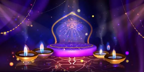 Happy Diwali background with glowing lantern Stock Illustration
