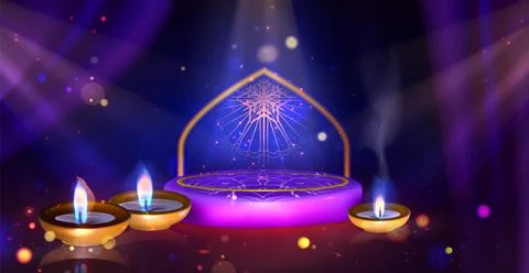 Happy Diwali background with glowing lantern Stock Illustration