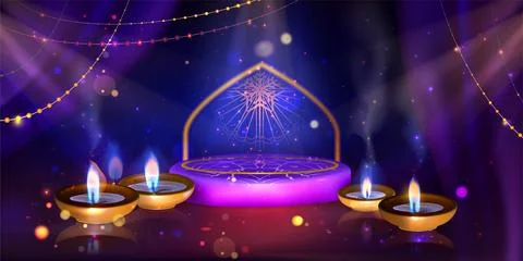 Happy Diwali background with glowing lantern Stock Illustration