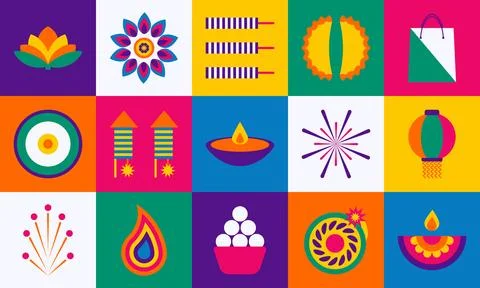 Happy Diwali Geometric seamless Pattern. Festival of light modern trendy gr.. Stock Illustration