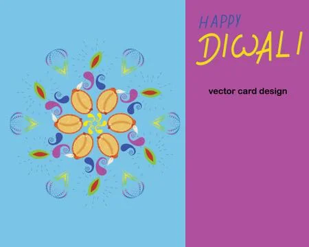 Happy diwali handwritten note vector card template Stock Illustration