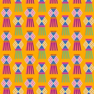 Happy Diwali Lantern Seamless Pattern Stock Illustration