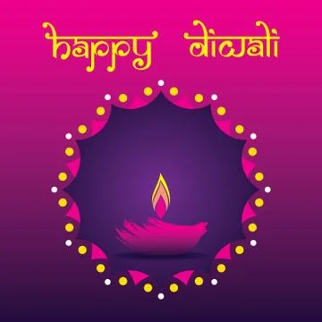 Happy Diwali poster design using diya Stock Illustration