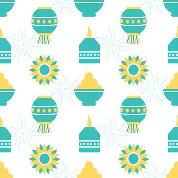 Happy Diwali Seamless Pattern Illustration Design with Light Festival of In.. Stockillustratie