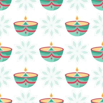 Happy Diwali Seamless Pattern Illustration Design with Light Festival of In.. Stockillustratie