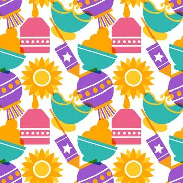 Happy Diwali Seamless Pattern Illustration Design with Light Festival of In.. Stockillustratie