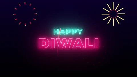 Happy Diwali text animation background fireworks lights Stock Footage 284620375