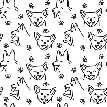 Happy dogs faces pattern isolated vector illustration. Stock Illustration