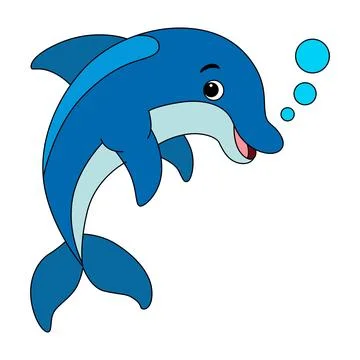 Happy dolphin on white background Stock Illustration