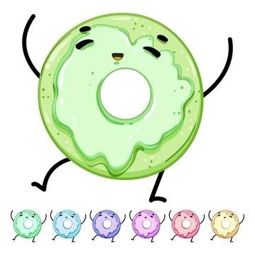 Happy donut character cartoon vector graphic Stock Illustration