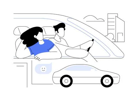 Happy driving isolated cartoon vector illustrations. Ilustración de archivo