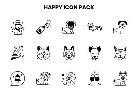 Happy DuoTone Icons Pack Ilustração Stock