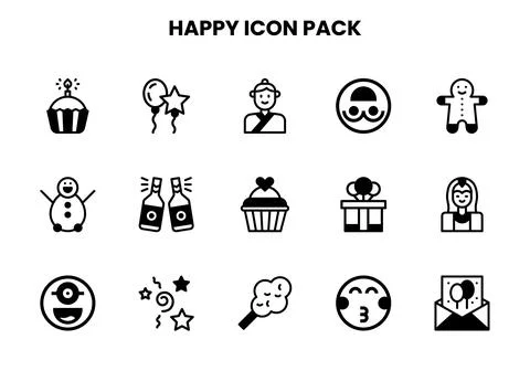 Happy DuoTone Vector Icons Pack Stock Illustration