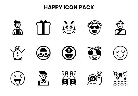 Happy DuoTone Vector Icons Pack Stock Illustration