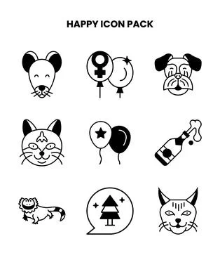 Happy DuoTone Vector Icons Pack Stock Illustration