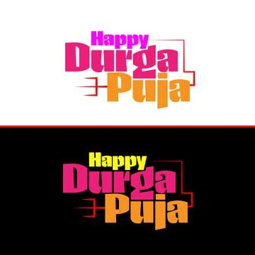 Happy Durga Puja Typography Vector Design Set with Trishul Element on Isolat 스톡 일러스트