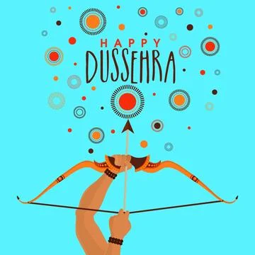 Happy Dussehra celebration background with creative illustration of Lord Ra.. Stock Illustration
