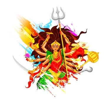 Happy Dussehra with goddess Durga Stock Illustration