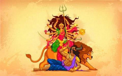 Happy Dussehra with goddess Durga Stock Illustration