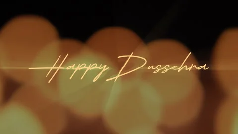 Happy Dussehra handwritten text animation with glowing bokeh lights Stock Footage 345664116