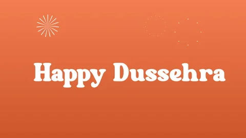 Happy Dussehra handwritten text animation with 2D fireworks Stock Footage 345664123