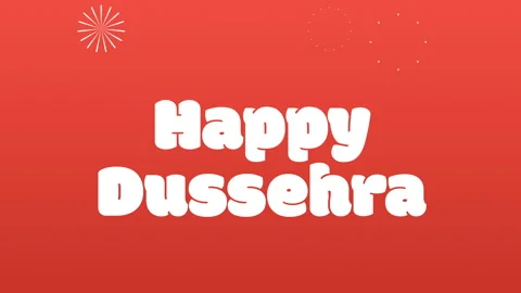 Happy Dussehra text animation with 2D fireworks on orange background Stock Footage 345664128