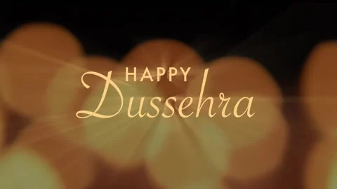 Happy Dussehra text animation with glowing bokeh light background Stock Footage 345664149