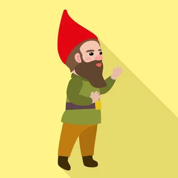 Happy dwarf icon, flat style Stock-Illustration