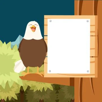 Happy Eagle on the Tree flat Background Stock Illustration